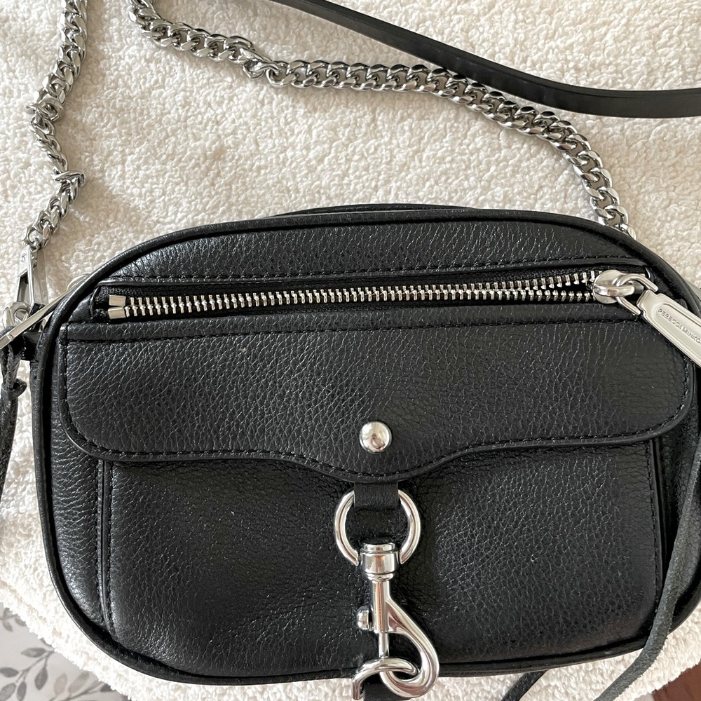 REBECCA MINKOFF Black Patent Blythe Crossbody Bag